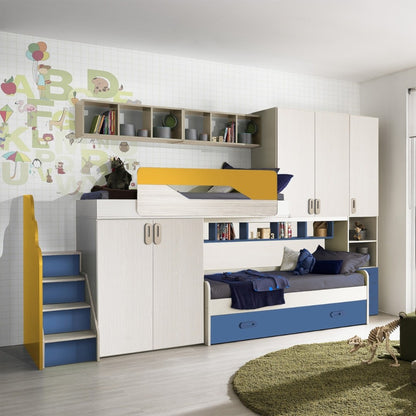 Cameretta Soppalco Colori Kiri, Avio e Giallo