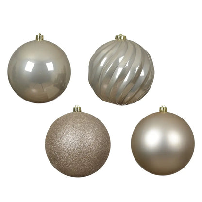Set 4 sfere natalizie in polistirolo perla Ø14 cm – assortite