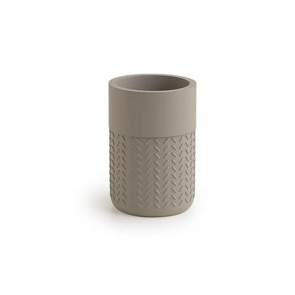 Portaspazzolini Thea in resina grigio / verde cm 10,5 x 7,5 x 7,5