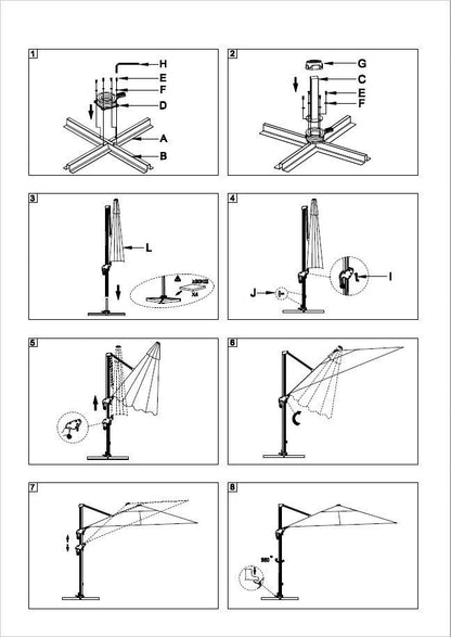 Ombrellone in Alluminio Montana 4x4 m Grigio con Palo Laterale