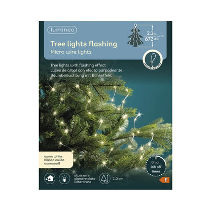 Luci LED per albero a fascio argento e bianco caldo da esterno 210 cm