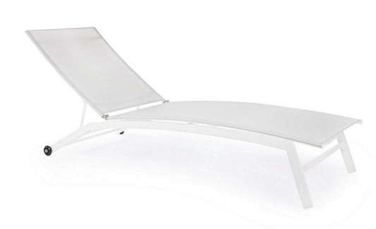 Lettino con ruote Nildas bianco con struttura in acciaio e schienale reclinabile cm 63x195x32