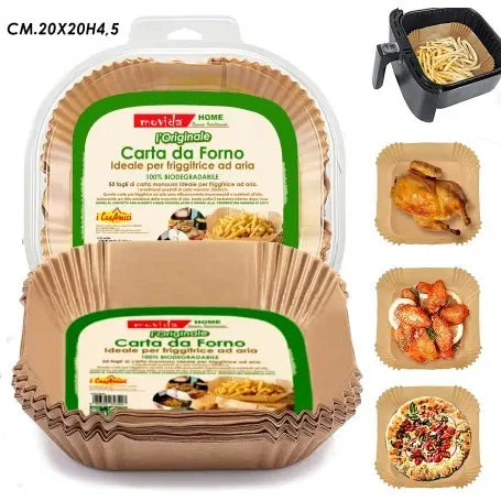 Carta forno per friggitrice ad aria quadrata 50 pezzi
