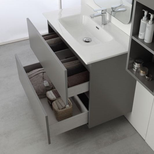 Composizione Bagno due cassetti Grigio Pastello  90x47x h60 cm