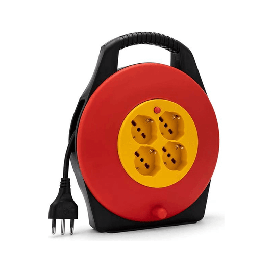 Avvolgicavo Domestico con 4 Prese - 5 metri - H05Vv-F3G1.0Mm2