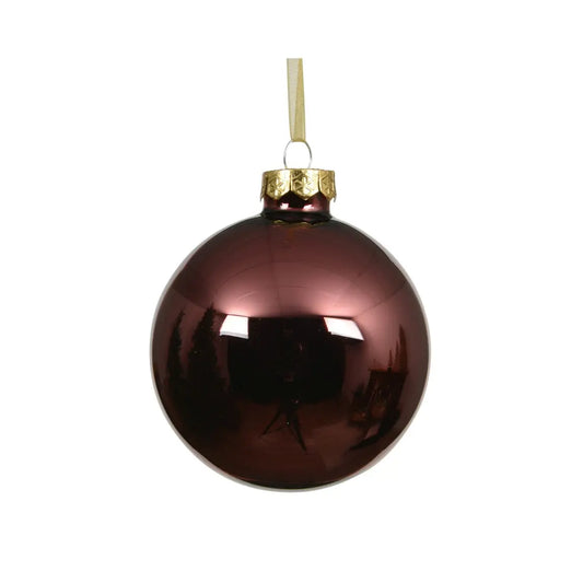 Sfera natalizia in vetro rosso scuro lucido Ø6 cm