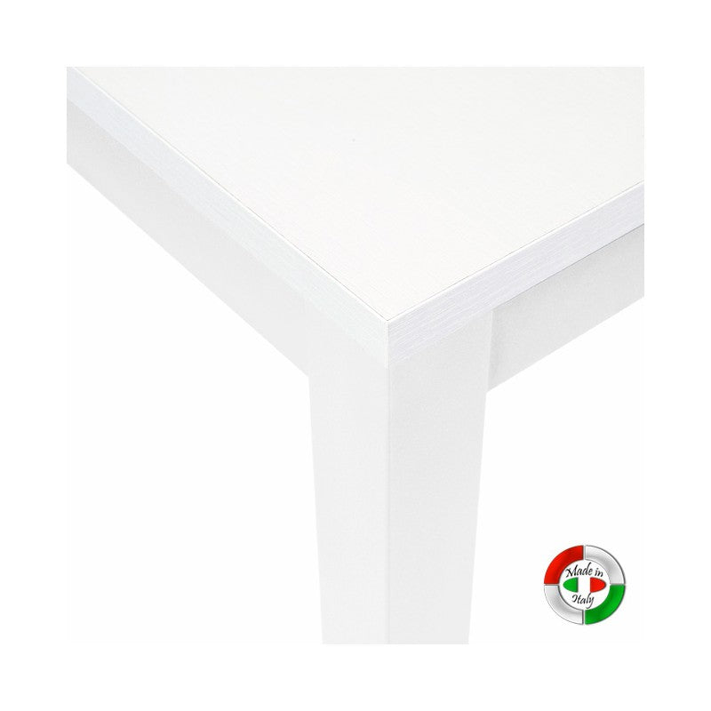 Tavolo pranzo Bianco Frassinato apribile libro in legno nobilitato cm 90x90-180