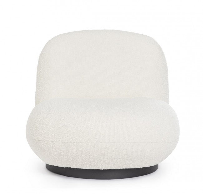 Poltrona girevole bianco bouclé 81x95x71