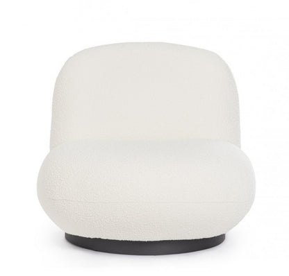 Poltrona girevole bianco bouclé 81x95x71