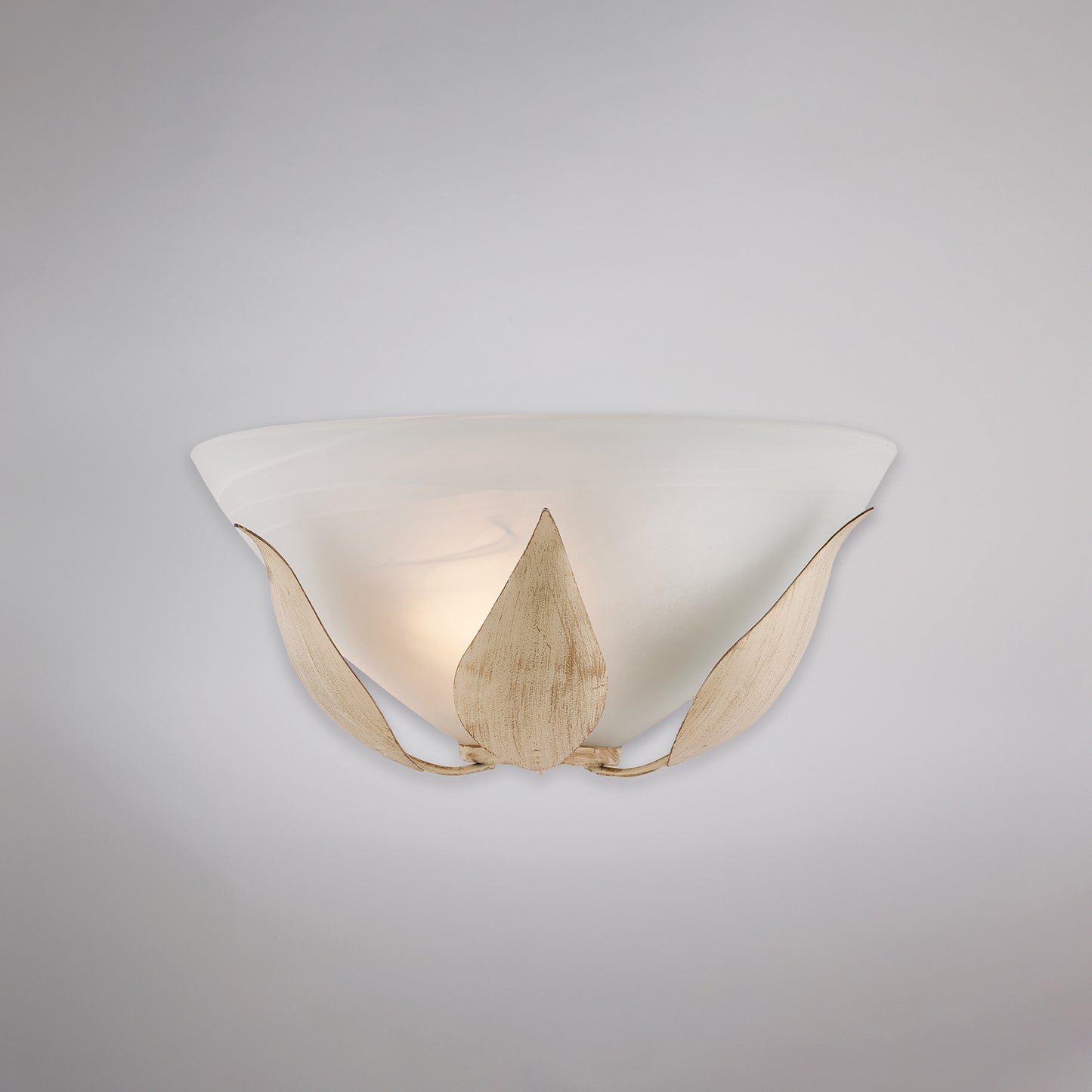 Applique avorio oro, vetro alabastro Ø30, 1 luce H14xL30xP15 cm