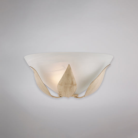 Applique avorio oro, vetro alabastro Ø30, 1 luce H14xL30xP15 cm