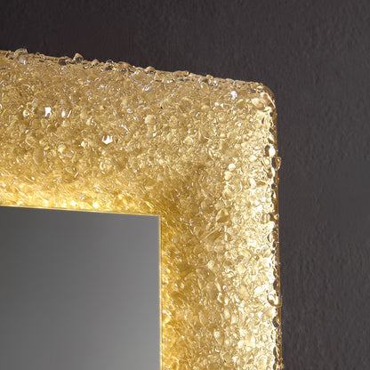 Specchio con cornice in vetro fuso color dorato 90x62 cm