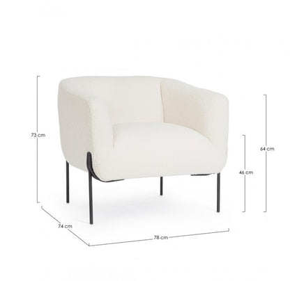 Poltrona Claudine bianco bouclé 78x74x73