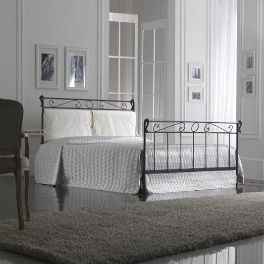 Letto in ferro una piaza e mezza con pediera Nero LEONARDO 130x218x h118 cm