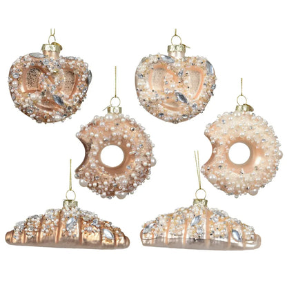 Decorazione natalizia dolci in vetro con perle H8 cm – 1 pezzo assortito