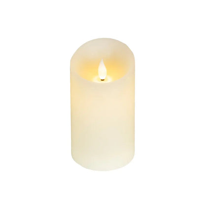 Candela in cera crema con LED Ø7,5 × H13,5 cm