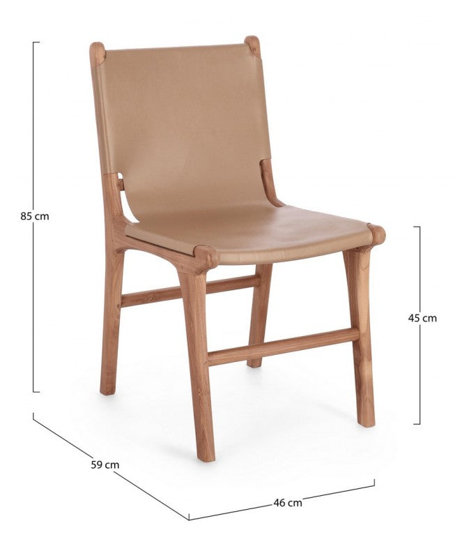 2x Sedia in pelle 46x59x85h cm