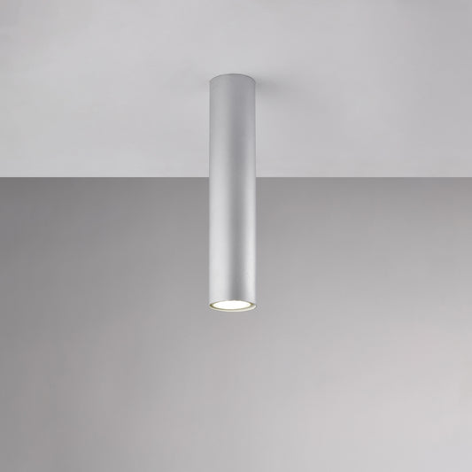 Plafoniera in ferro laccato bianco GU10 con decorazione argento antico 1 luce H.30 - Ø8