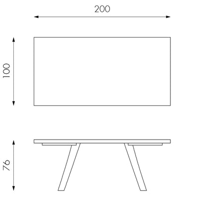 Tavolo in rovere termocotto e gambe nere 100x200x76h cm