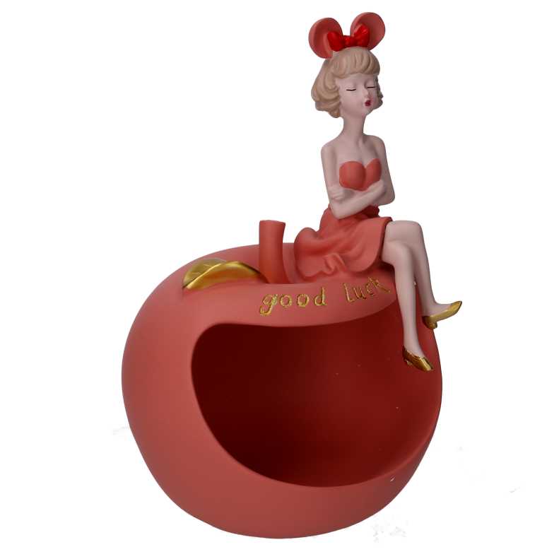 Donna resina svuotatasche rosa cm 21x16h30