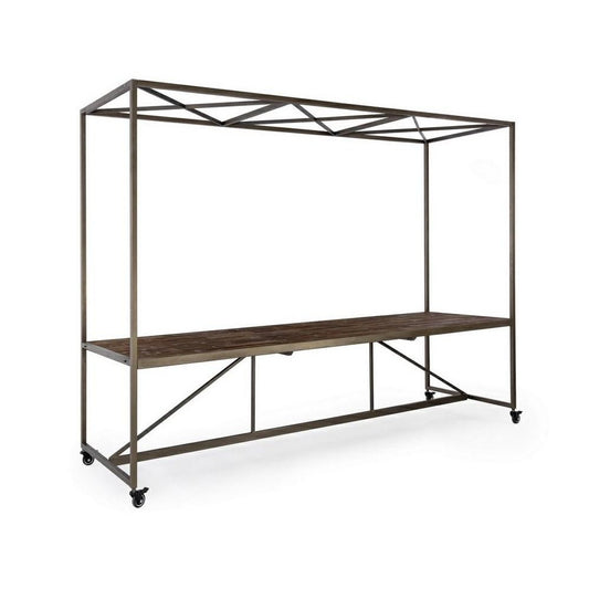 Tavolo espositore con tetto e ruote cm 301,5x90x210h