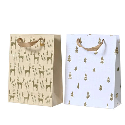 Busta regalo oro e bianca assortita 26 × 10 × H32 cm – 1 pezzo