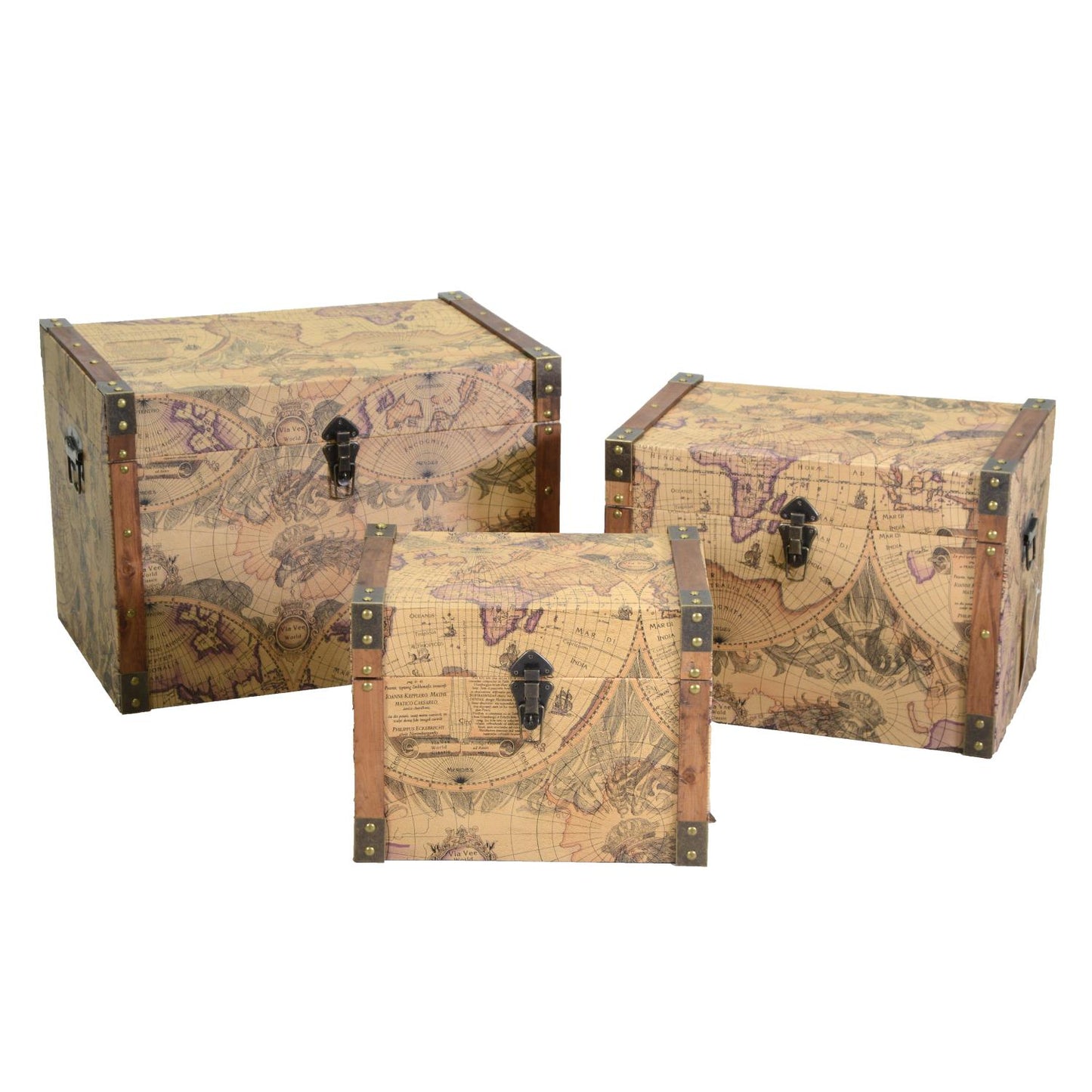 Rectangular brown eco-leather trunk 1-3cm60x40h42