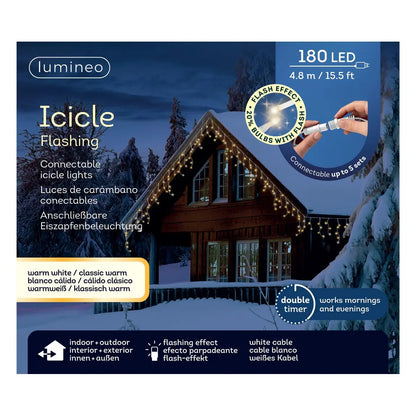 Catena luminosa LED Icicle bianca con luce bianco caldo e freddo da esterno 480 × H52 cm