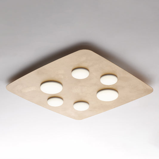 Plafoniera bianca in metallo, oro antico, LED, 6 luci, Ø 65 cm