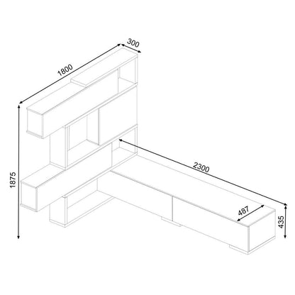 Parete attrezzata rovere e bianco 187,5x48,7x293