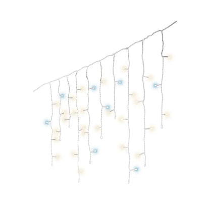 Catena luminosa LED Icicle bianca con luce bianco caldo e freddo da esterno 480 × H52 cm