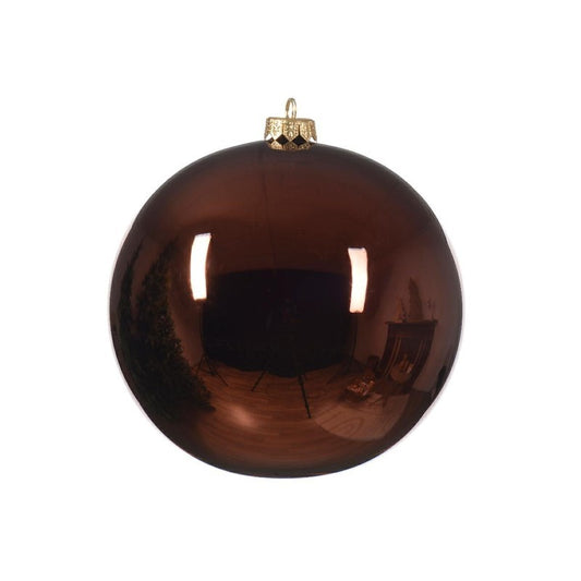 Pallina di Natale in vetro marrone lucido Ø15 cm