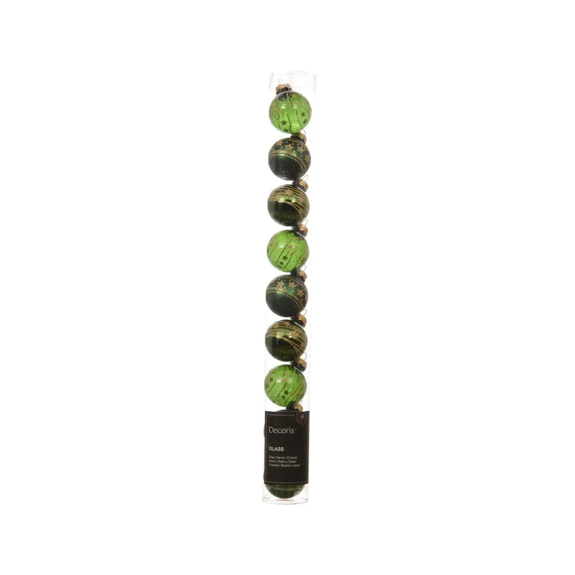 Box 9 palline di Natale in vetro verde pino lucide e opache Ø3 cm
