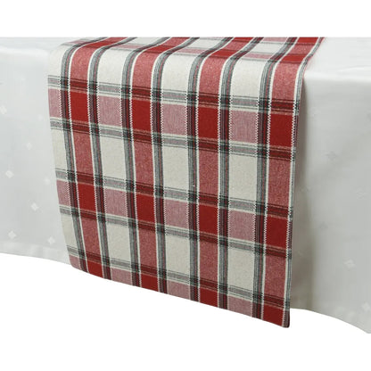 Runner da tavola a quadri verde e rosso 150 × 30 cm