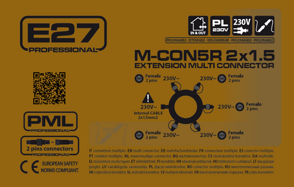 Connettore Circolare 18cm 5 Uscite 230V AC - Bianco