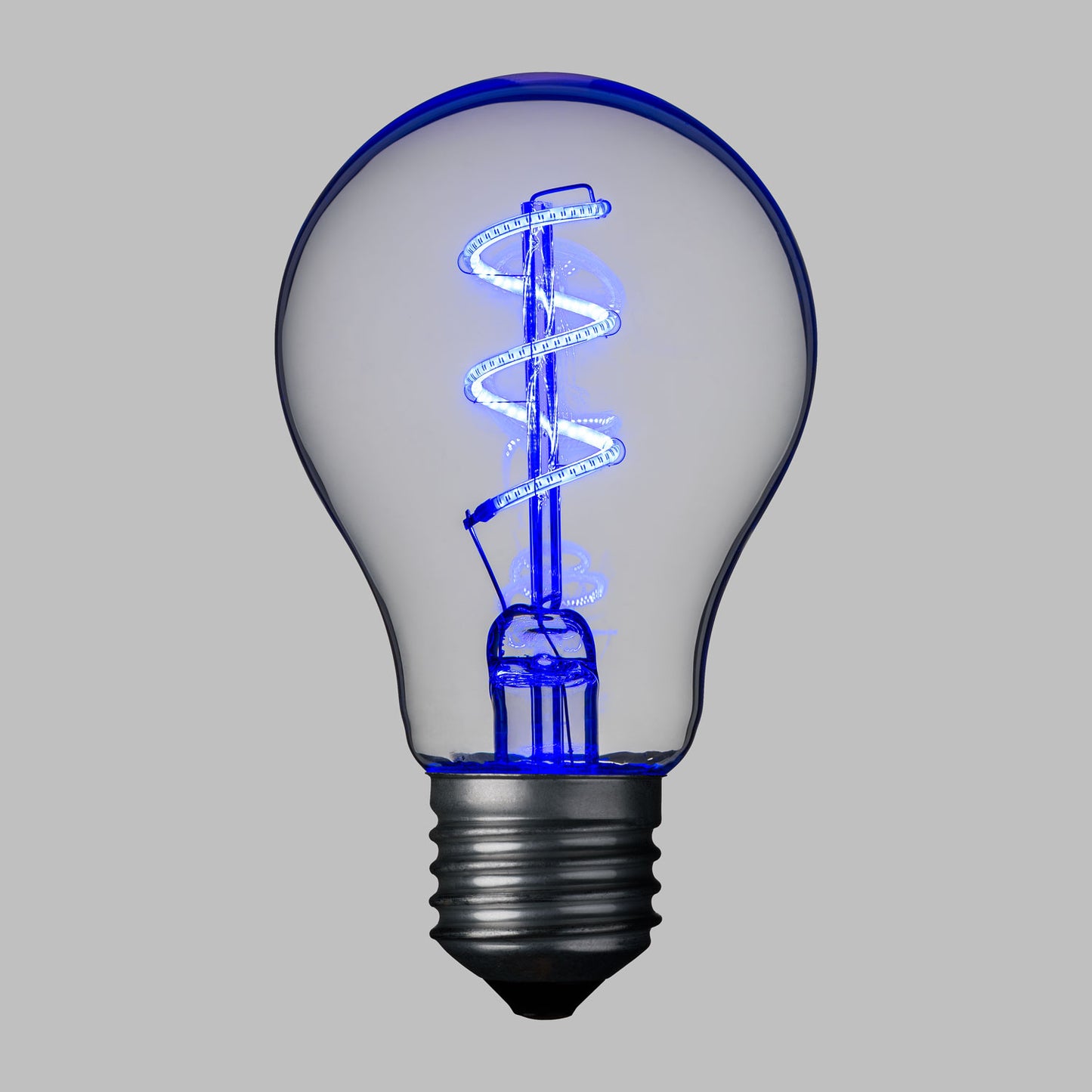 Lampada E27 36V goccia spirale Ø60mm Blu