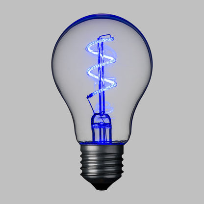 Lampada E27 36V goccia spirale Ø60mm Blu