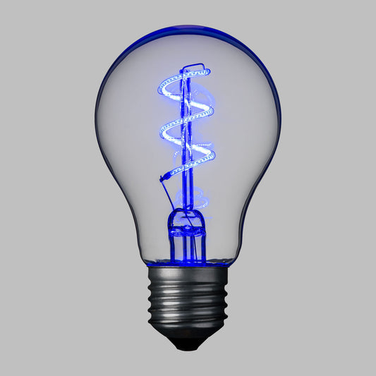 Lampada E27 36V goccia spirale Ø60mm Blu