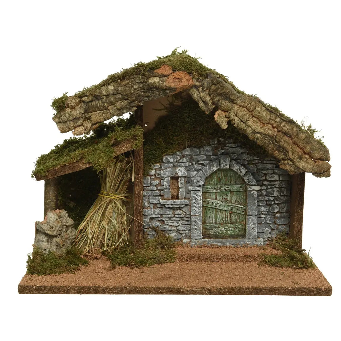 Capanna per presepe in legno con LED 32 × 17 × H27 cm