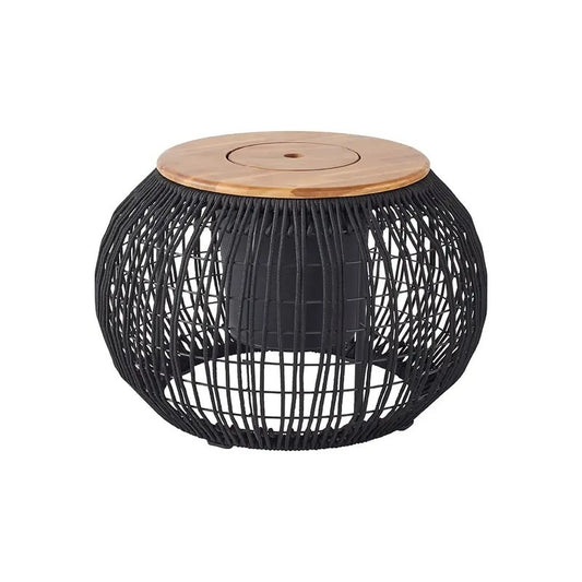 Tavolino laterale Seville in corda nero Ø58 × H37 cm