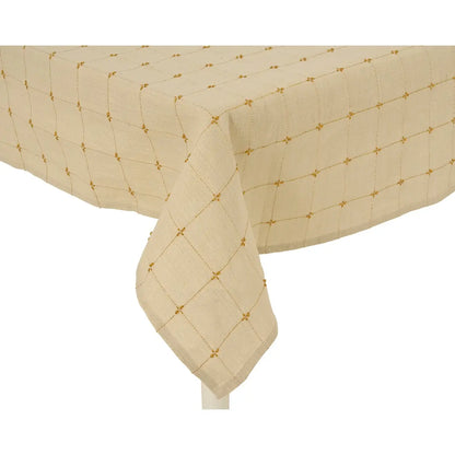 Tovaglia ecrù con decorazioni oro 140 × 240 cm