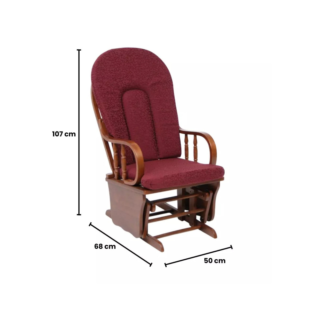 Poltrona dondolo Douglas bordeaux cm 68x50x107h