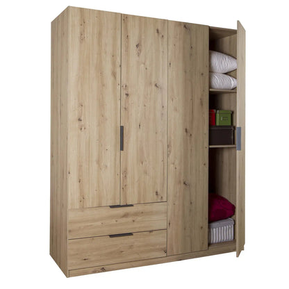 Armadio 4 ante e 2 cassetti cm 162x58 rovere artisan