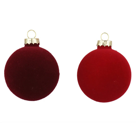 Box 10 palline di Natale in vetro floccato assortite Ø6 cm