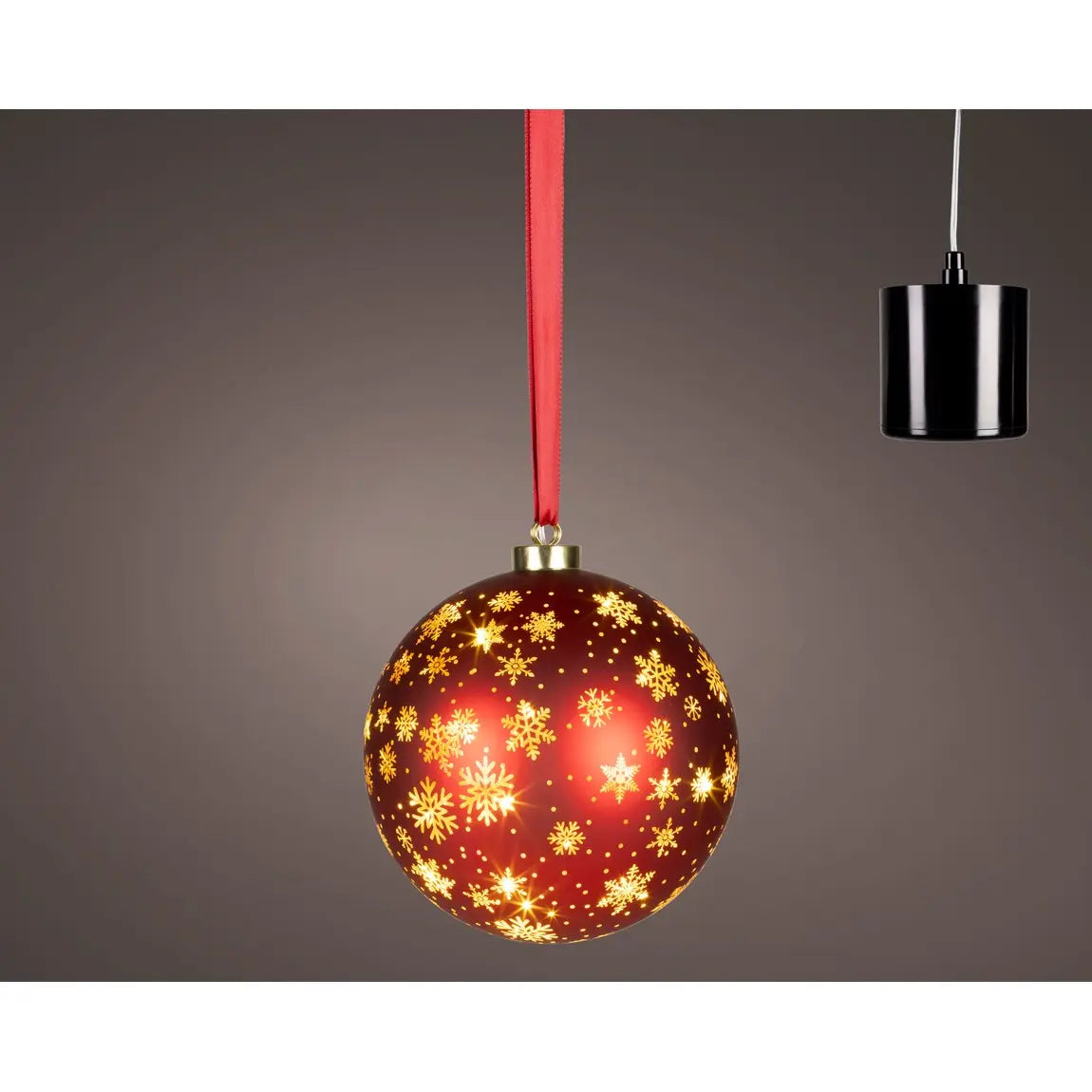 Sfera natalizia rossa con LED Ø19 cm