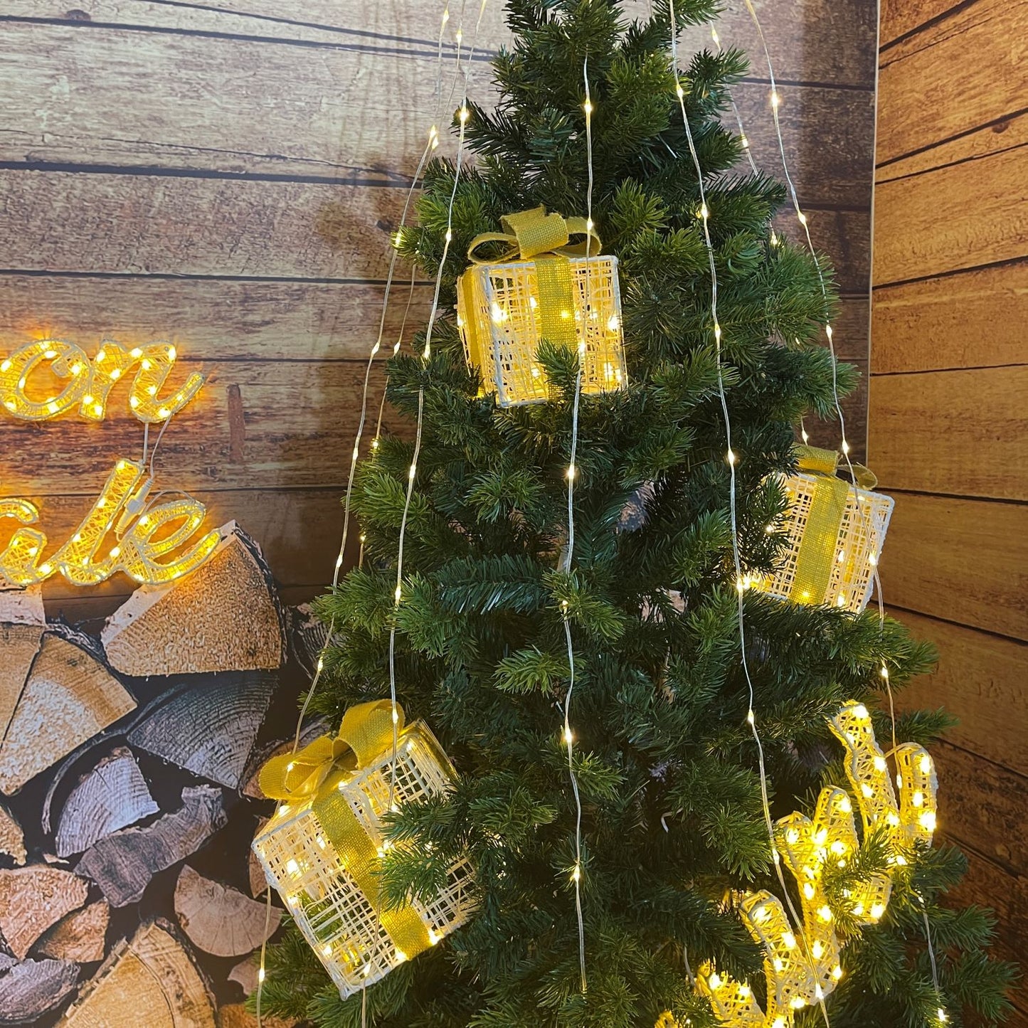 Set 3 pacchi regalo 3D H25x20x15cm 120 LED