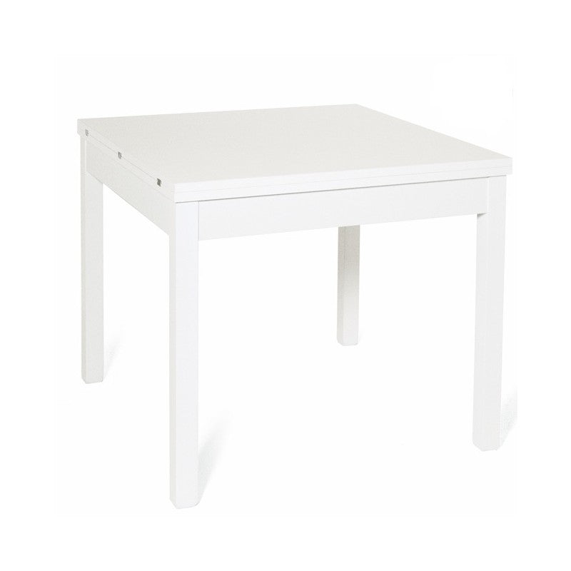 Tavolo pranzo Bianco Frassinato apribile libro in legno nobilitato cm 90x90-180