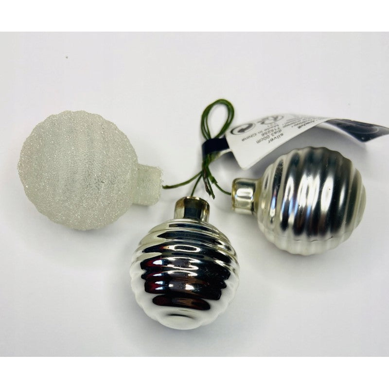 Set 3 palline di Natale in vetro argento Ø3 cm