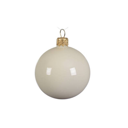 Box Da 6 Palline Natalizie In Vetro Bianco Latte Cm 8