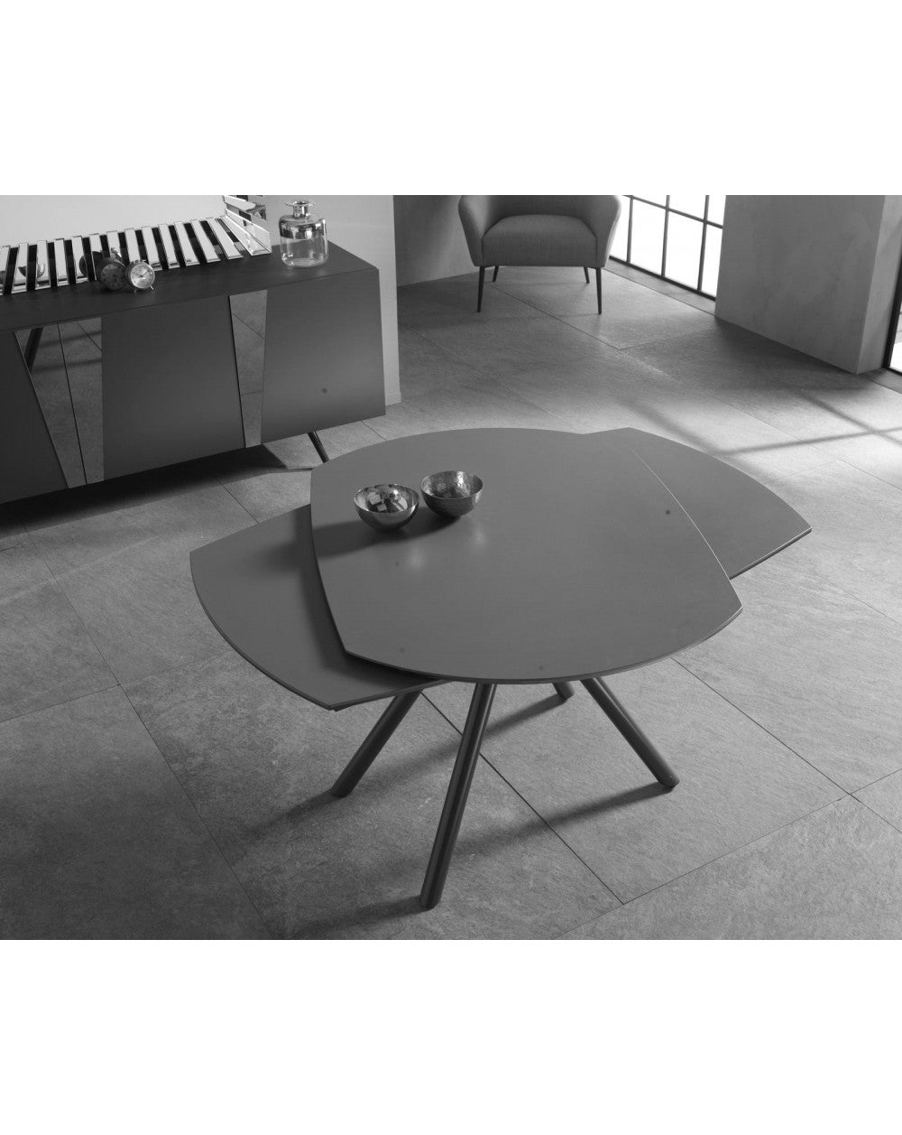 Tavolo Allungabile Kyoto Four 120-180x90 cm antracite gambe incrociate